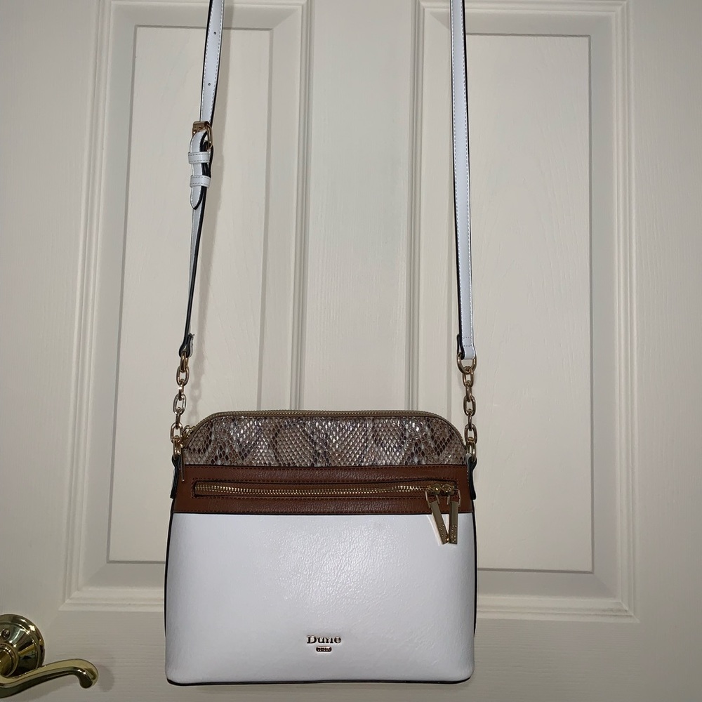 Dune snake print and white crossbody purse